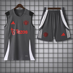 Manchester United Grey Sleeveless Jersey With Shorts 2025