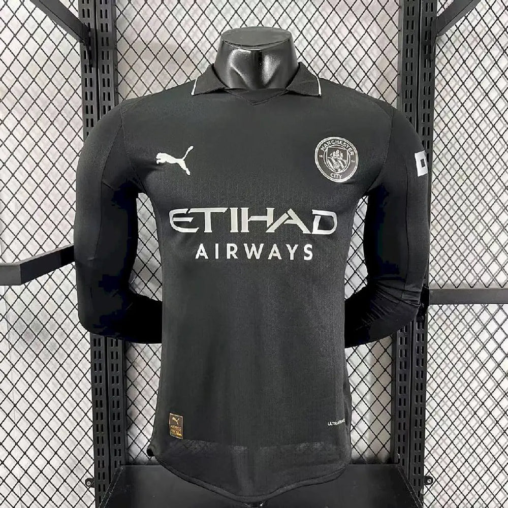 Manchester City Away Black Jersey 25 26 Season FULL SLEEVE PLAYER VERSION