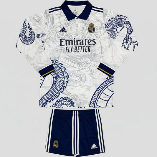 RL Madrid White Dragon Jersey With Shorts FULL SLEEVE