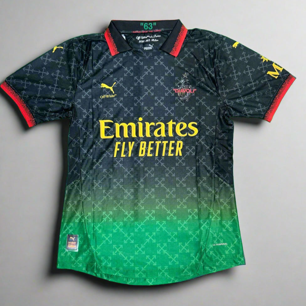 AC Milan x Off-White Jersey (Black-Green) 2025 PLAYER VERSION