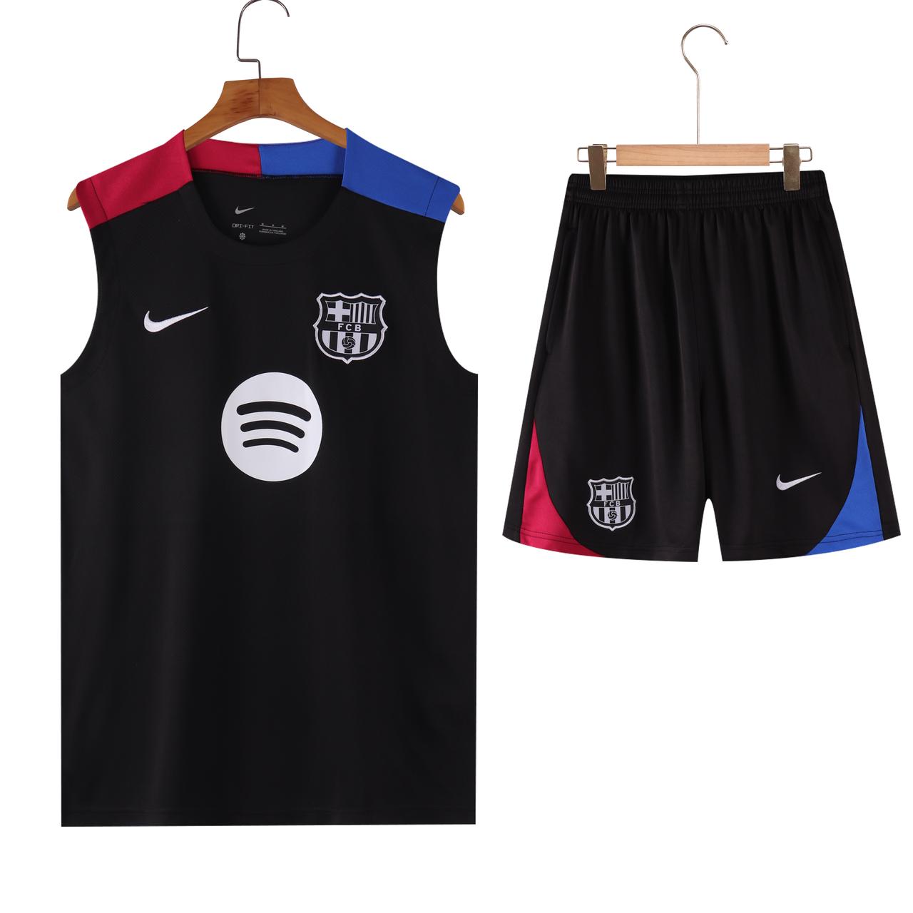 Barcelona Black Sleeveless Jersey With Shorts 2025
