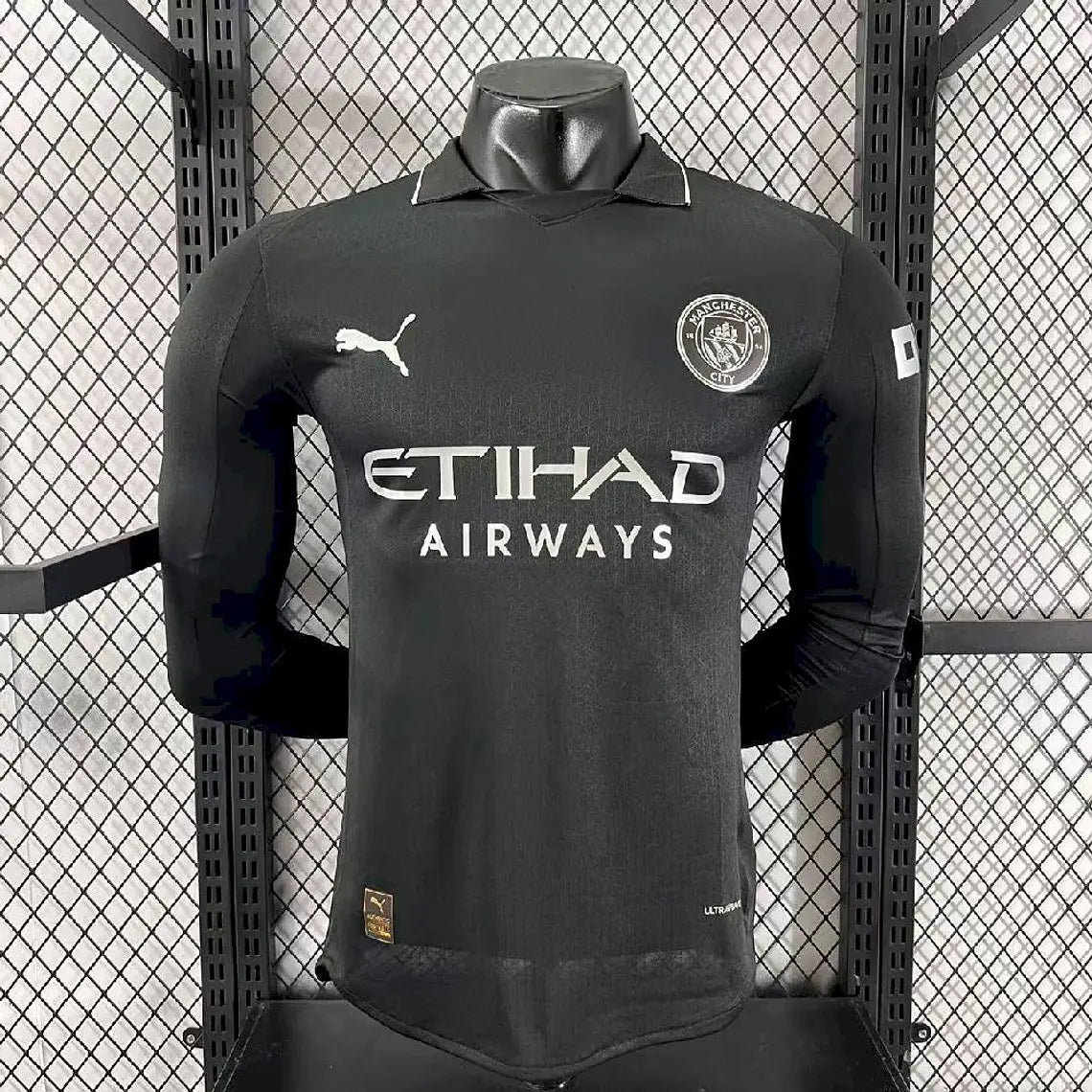 Manchester City Away Black Jersey 25 26 Season FULL SLEEVE PLAYER VERSION