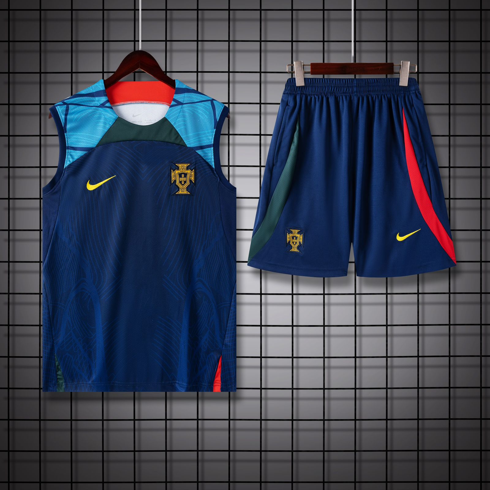 Portugal Navy Blue Sleeveless Jersey With Shorts
