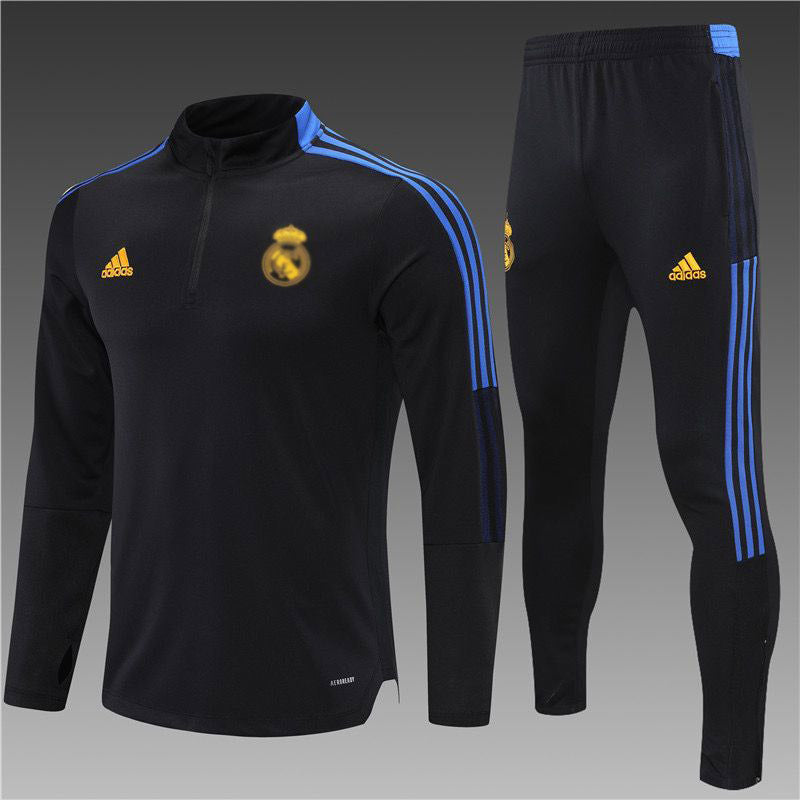 RL Madrid Black With Blue Hand Striped Training Suit 21 22 Season
