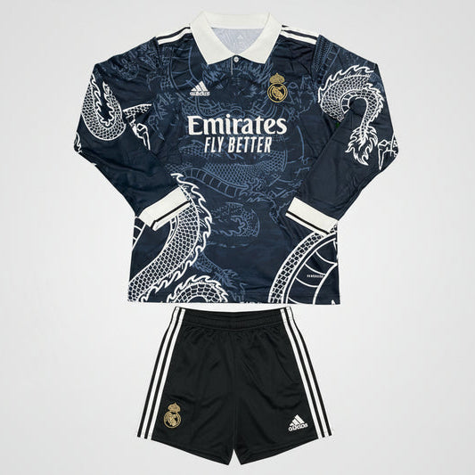 Real Madrid Black Dragon Jersey With Shorts FULL SLEEVE