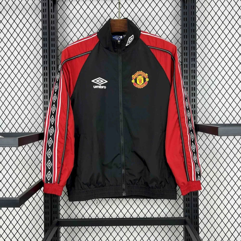 Manchester United 1998 Black & Red Retro Windbreaker