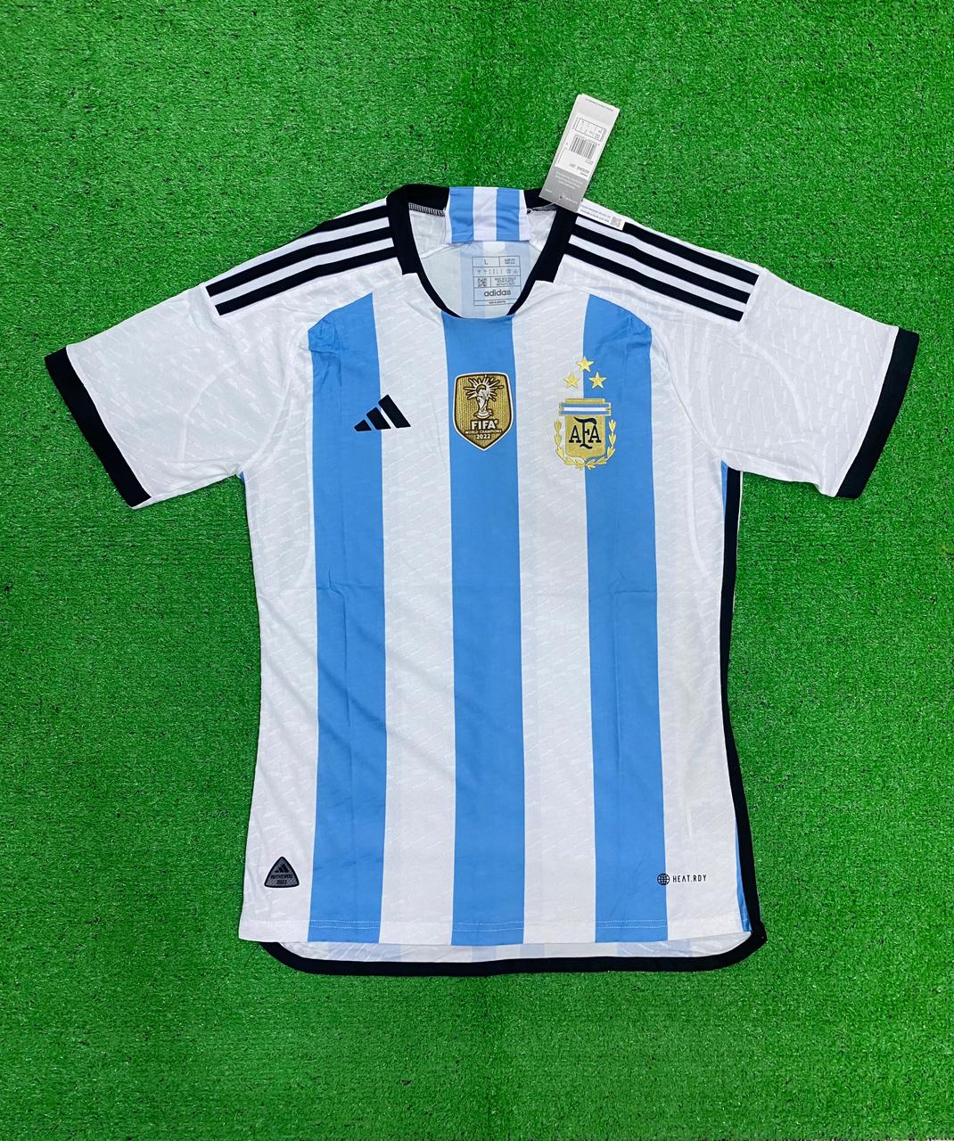 Argentina WC Home 3 Star Jersey With FIFA Champions Badge PLAYER VERSION
