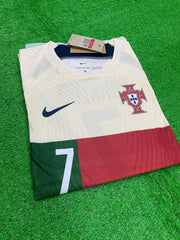 Portugal RONALDO 7 PLAYER VERSION Away World Cup 2022 Jersey With WC Badges