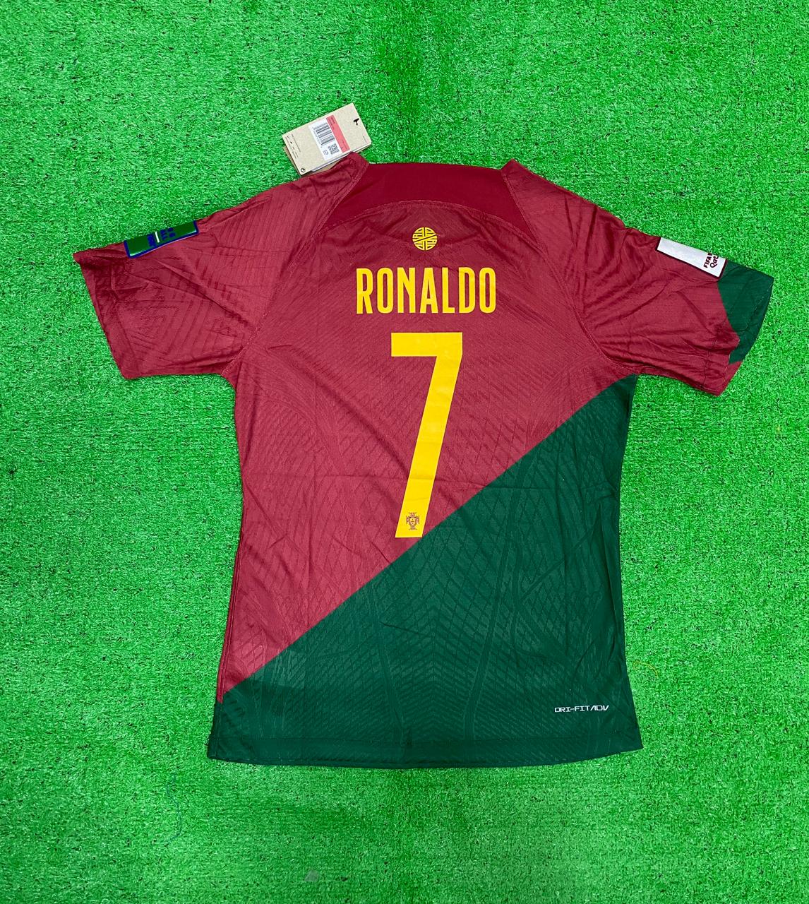 Portugal RONALDO 7 PLAYER VERSION Home World Cup 2022 Jersey With WC Badges