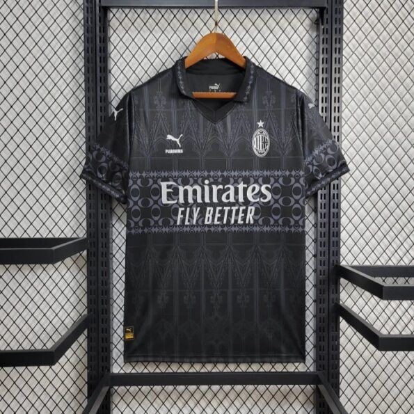 AC Milan x PLEASURES Black Jersey Fourth 23 24 Season